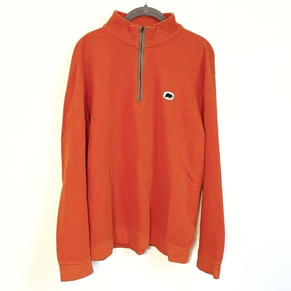 Greg Norman Men’s 1/4 Zip Long Sleeve Pullover Orange Cotton Ribbed Medium - Picture 1 of 8